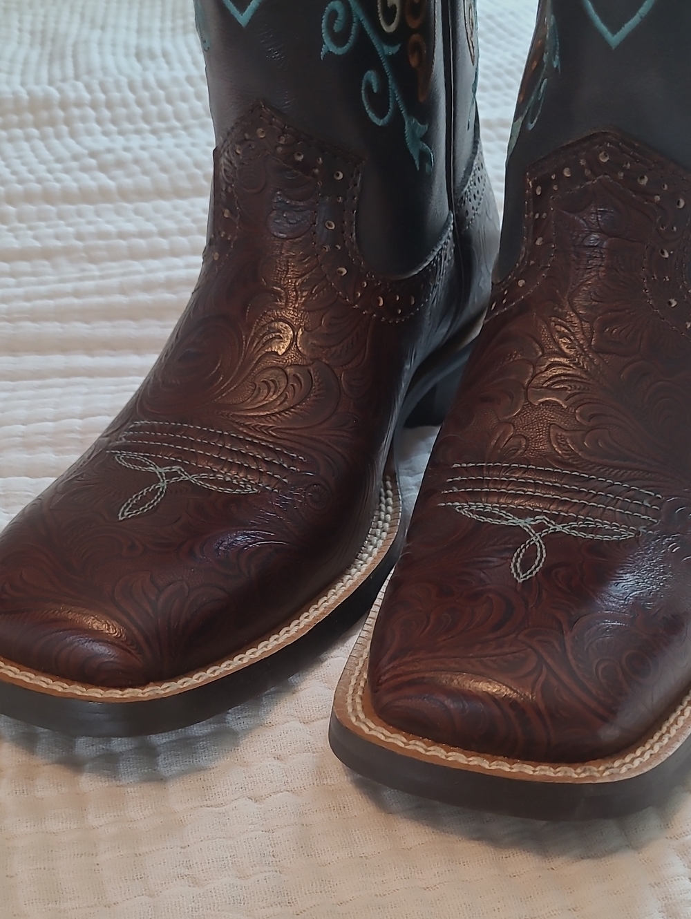 Womens Ariat RodeoBaby Square Toe Boots In Brown - Picture 2 of 6